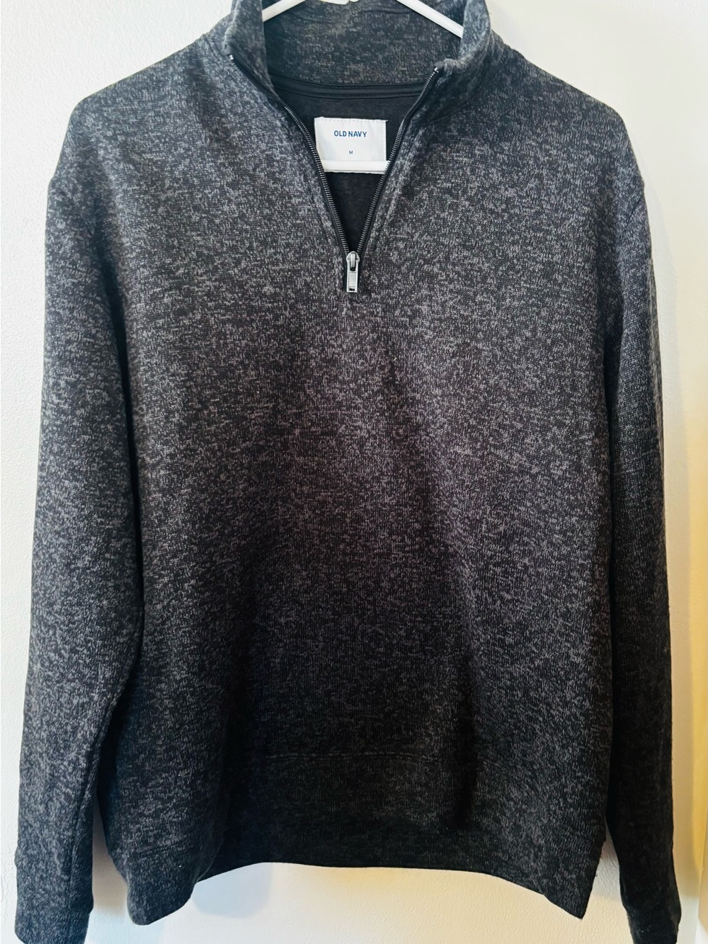 Old Navy Men's Heather Charcoal Quarter-Zip Sweater